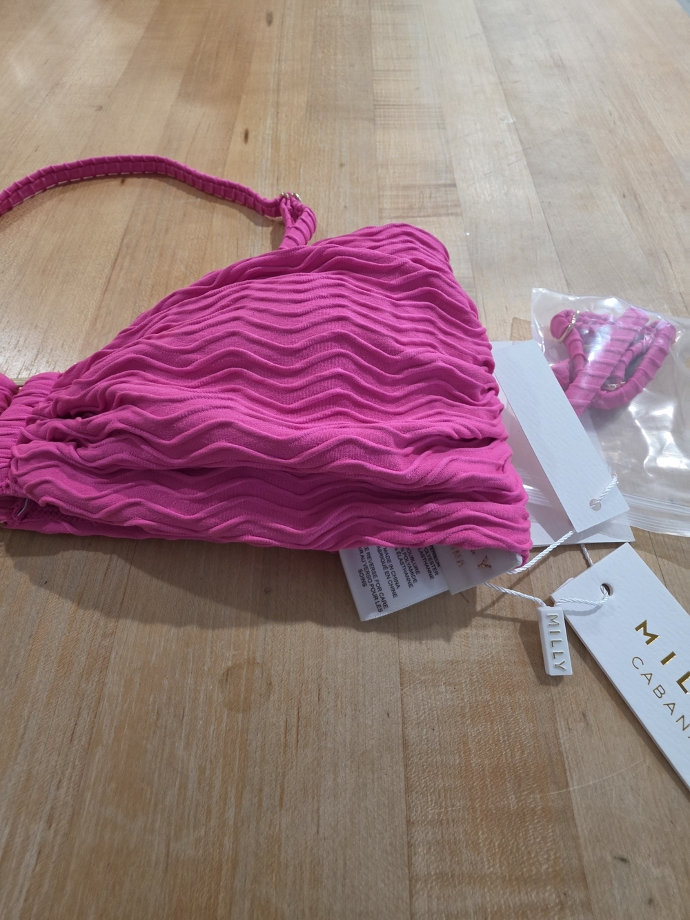 Milly Hot Pink Wavy Bandeau Swim Top Size L - Picture 2 of 6
